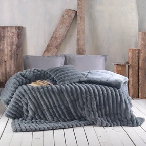 Κουβέρτα Γούνινη Trinity Διπλής Όψης Dark Grey Ρυθμός Queen Size 220x240cm Ecological Fur