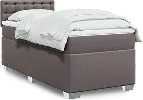vidaXL Κρεβάτι Boxspring με Στρώμα Γκρι 80 x 200 εκ. Συνθετικό Δέρμα