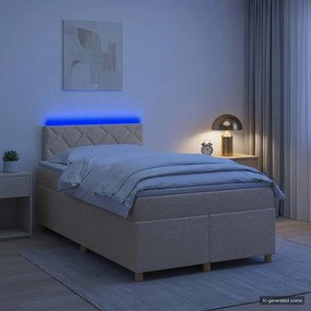 vidaXL Κρεβάτι box spring με στρώμα Κρεμ 120 x 190 cm Ύφασμα