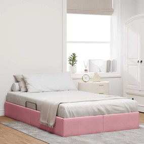 vidaXL Κρεβάτι Οθωμανικού Τύπου Ροζ 120 x 200 cm Βελούδο