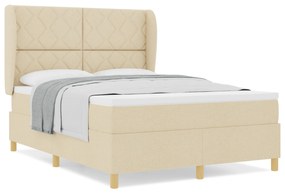 vidaXL Κρεβάτι με Στρώμα Κρέμα 140x200 εκ. Υφάσματος