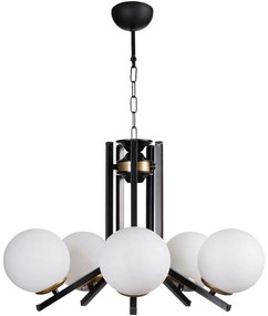 Φωτιστικό Οροφής 534LUN5843 60x75cm 5xE27 40W Black-White Opviq