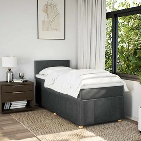 VidaXL Κρεβάτι Boxspring με Στρώμα Σκούρο Γκρι 90x200 εκ. Υφασμάτινο