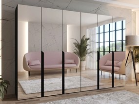 Ντουλάπα Mila II Εξάφυλλη-Μαύρο