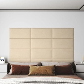 vidaXL Πάνελ Τοίχου 12 τεμ. Κρεμ 60x30 εκ. 2,16 μ² Υφασμάτινα