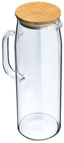 Κανάτα Με Καπάκι Bamboo Essentials 01-19587 1000ml Clear-Natural Estia Glass,Bamboo