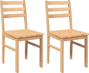 vidaXL Καρέκλες τραπεζαρίας 2 τεμάχια από μασίφ ξύλο καουτσούκ
