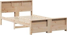 vidaXL Σκελετός Κρεβατιού με ράφι Καφέ 120 x 200 cm Στερεό πεύκο
