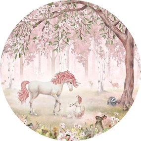 Unicorn Forest Ταπετσαρια Τοιχου Ροζ Στρογγυλη 80cm