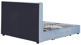 Κρεβάτι Διπλό ArteLibre ANNONA Γαλάζιο Βελούδο 217x175x117.5cm (Στρώμα 160x200cm)