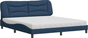 vidaXL Κρεβάτι με Στρώμα Hvar Μπλε 180x200 εκ. Υφασμάτινο