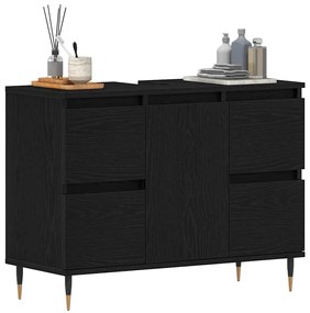 vidaXL Ντουλάπα Νιπτήρα Mπάνιου με συρτάρι Μαύρη Οξυά 80 x 33 x 60 εκ