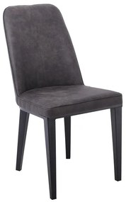 WOODWELL ΕΜ157,1CASTER Καρέκλα Τραπεζαρίας Κουζίνας, Μέταλλο Βαφή Μαύρο, Ύφασμα Suede Ανθρακί 45x60x89cm ΕΜ157,1