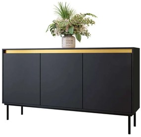 Μπουφές Carmesi 162783959 160x40x86cm Black-Gold Mdf,Μέταλλο