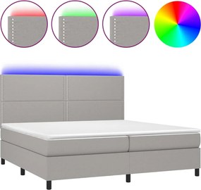 vidaXL Κρεβάτι Boxspring με Στρώμα &amp; LED Αν.Γκρι 200x200εκ. Υφασμάτινο