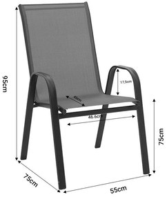 Τραπεζαρία Watson-Calan σετ 3τεμ μέταλλο-textilene καφέ 70x70x70εκ