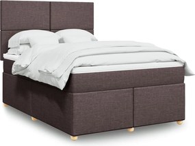 vidaXL Κρεβάτι Boxspring με Στρώμα Σκούρο Καφέ 140x190 εκ. Υφασμάτινο