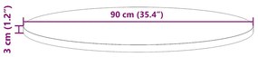 vidaXL Επιφάνεια Τραπεζιού Στρογγυλή Ø90x3 εκ. από Μασίφ Ξύλο Πεύκου