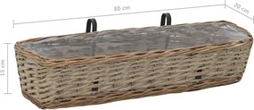 vidaXL Ζαρντινιέρες Μπαλκονιού 2 τεμ. 80 εκ. Wicker Επένδυση PE