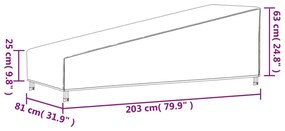 Κάλυμμα Ξαπλώστρας Μαύρο 203x81x25/63 εκ. 420D Ύφασμα Oxford - Μαύρο