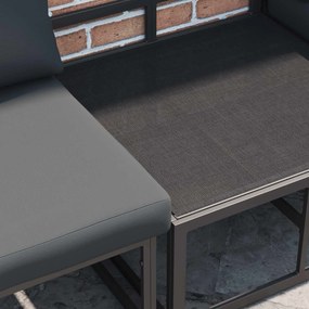 vidaXL Σετ Καναπέ Κήπου με μαξιλάρι 7 pcs Μαύρο Αλουμίνιο