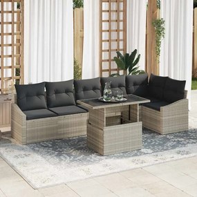 vidaXL Σετ Καναπέ Κήπου με μαξιλάρι 7 pcs Μπεζ, Μαύρο 100 x 55 x 73 εκ