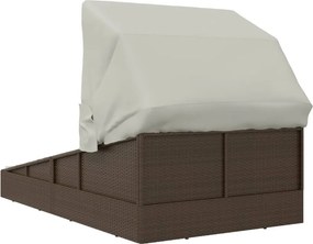 vidaXL Ξαπλώστρα με Πτυσσόμενη Οροφή Καφέ 200x114x128 εκ. Συνθ. Ρατάν