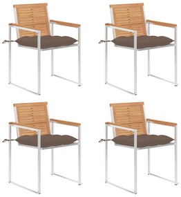 vidaXL Καρέκλες Κήπου 4 τεμ. από Μασίφ Ξύλο Teak με Μαξιλάρια