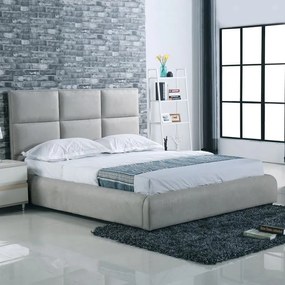 WOODWELL MAXIM Κρεβάτι Διπλό, για Στρώμα 160x200cm, Ύφασμα Απόχρωση Ανοιχτό Γκρι 183x220x121cm Ε8080