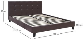 Κρεβάτι Sissy Megapap από τεχνόδερμα χρώμα καφέ 160x200εκ.