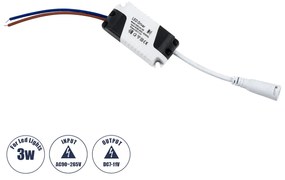 GloboStar® 73075 Πλαστικό Τροφοδοτικό SELV για Προϊόντα LED 3W - AC 220-240V σε DC 7-11V - IP20 L6 x W3 x H2cm - 3 Χρόνια Εγγύηση