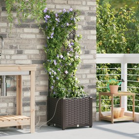vidaXL Γλάστρες Κήπου 1 τεμ Καφασωτό Καφέ 40 x 40 x 142 cm Πλαστικό