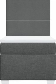 vidaXL Κρεβάτι Boxspring με Στρώμα Σκούρο Γκρι 100x200 εκ. Υφασμάτινο