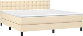 vidaXL Κρεβάτι Boxspring με Στρώμα &amp; LED Κρεμ 160x200 εκ. Υφασμάτινο