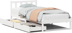 vidaXL Σκελετός Κρεβ. Χωρίς Στρώμα Λευκό 75x190 εκ Μασίφ Πεύκο