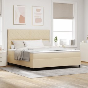 vidaXL Κρεβάτι με ελατήρια και στρώμα & LED σε κρεμ - 180 x 200 cm με υφασμάτινη βάση