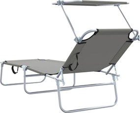 vidaXL Ξαπλώστρα 2 pcs Γκρι 58 x 188 x 77 εκ. Πολυεστέρας