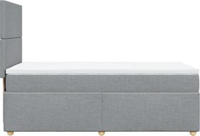 vidaXL Κρεβάτι Boxspring με Στρώμα Ανοιχτό Γκρι 90x200 εκ. Υφασμάτινο