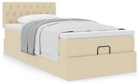 vidaXL Οθωμανικό κρεβάτι με στρώμα Cream 100x200cm ύφασμα