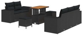 Σετ Καναπέ Κήπου με μαξιλάρι με μαξιλάρι 8 pcs Μαύρο Πολυ Ρατάν
