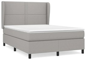 vidaXL Κρεβάτι Boxspring με Στρώμα Ανοιχτό Γκρι 140x190 εκ. Υφασμάτινο