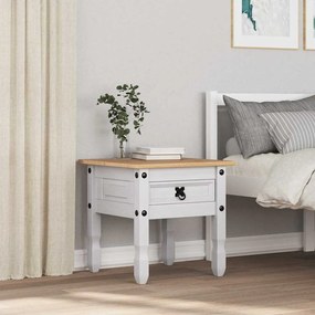 vidaXL End Table με συρτάρι Corona Λευκό 50 x 50 x 50 εκατοστά
