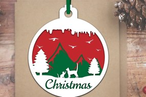 Σετ των 3 Intra απο ξύλο plywood 3mm-4mm πάχος Ζώο Χριστουγεννιάτικη Μπάλα Papercut Δίασταση 8x8 cm INTRAFABR-79734298