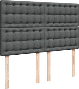 vidaXL Κρεβάτι Boxspring με Στρώμα Σκούρο Γκρι 140x200 εκ Υφασμάτινο