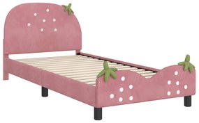vidaXL Κρεβάτι Παιδικής Κρεβατοκάμαρας με Κεφαλάκι Ροζ 90 x 190 cm