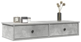 Ράφι τοίχου με συρτάρια Γκρι μπετόν 100x37,5x19 cm Ξύλο μηχανής - Γκρι