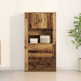 vidaXL Υψηλό Έπιπλο Παλιού Ξύλου 80x33x150 εκ. Κατασκευασμένη Ξυλεία