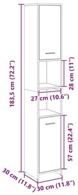 Στήλη Μπάνιου Sonoma Δρυς 30x30x183,5 εκ. Επεξεργασμένο Ξύλο - Καφέ