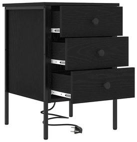 vidaXL Κομοδίνο 2 pcs Μαύρη δρυς 42 x 41 x 61 εκ Επεξεργασμένο ξύλο