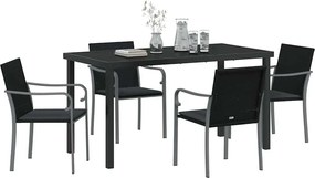 vidaXL Σέτ φαγητού για κήπο 5 pcs Μαύρο και Γκρι Ράτα PE